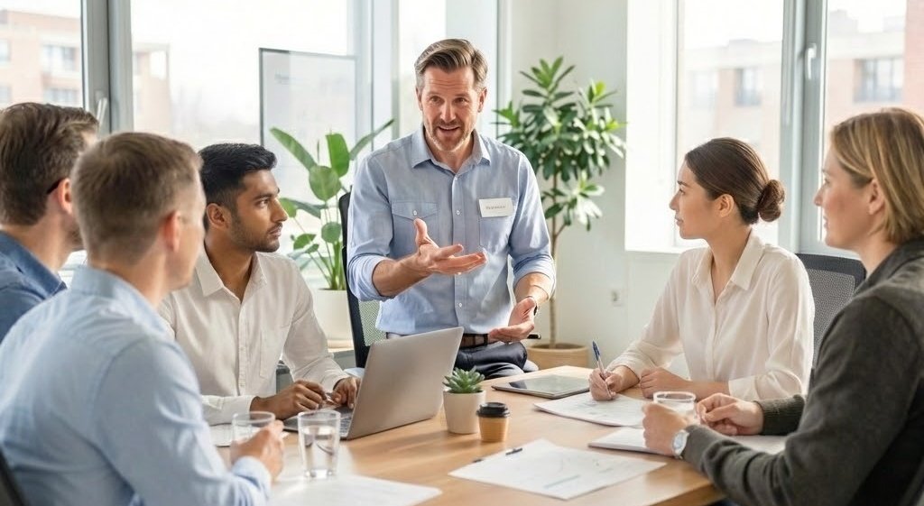 B2B sales team workshop in session